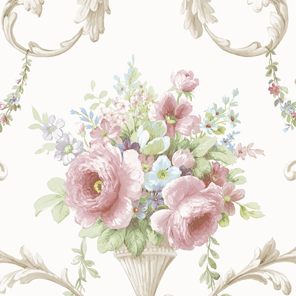 Patton Wallcoverings IM36419 Silk Impressions 2 In-register Ornamental Floral Wallpaper